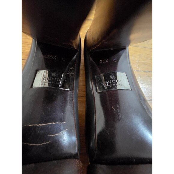 Gucci Leather Block Heels Black Shoes Size 5.5 S000021 - Picture 12 of 12